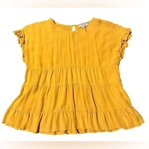 Angie Women’s Mustard Ruffle Sleeve Blouse